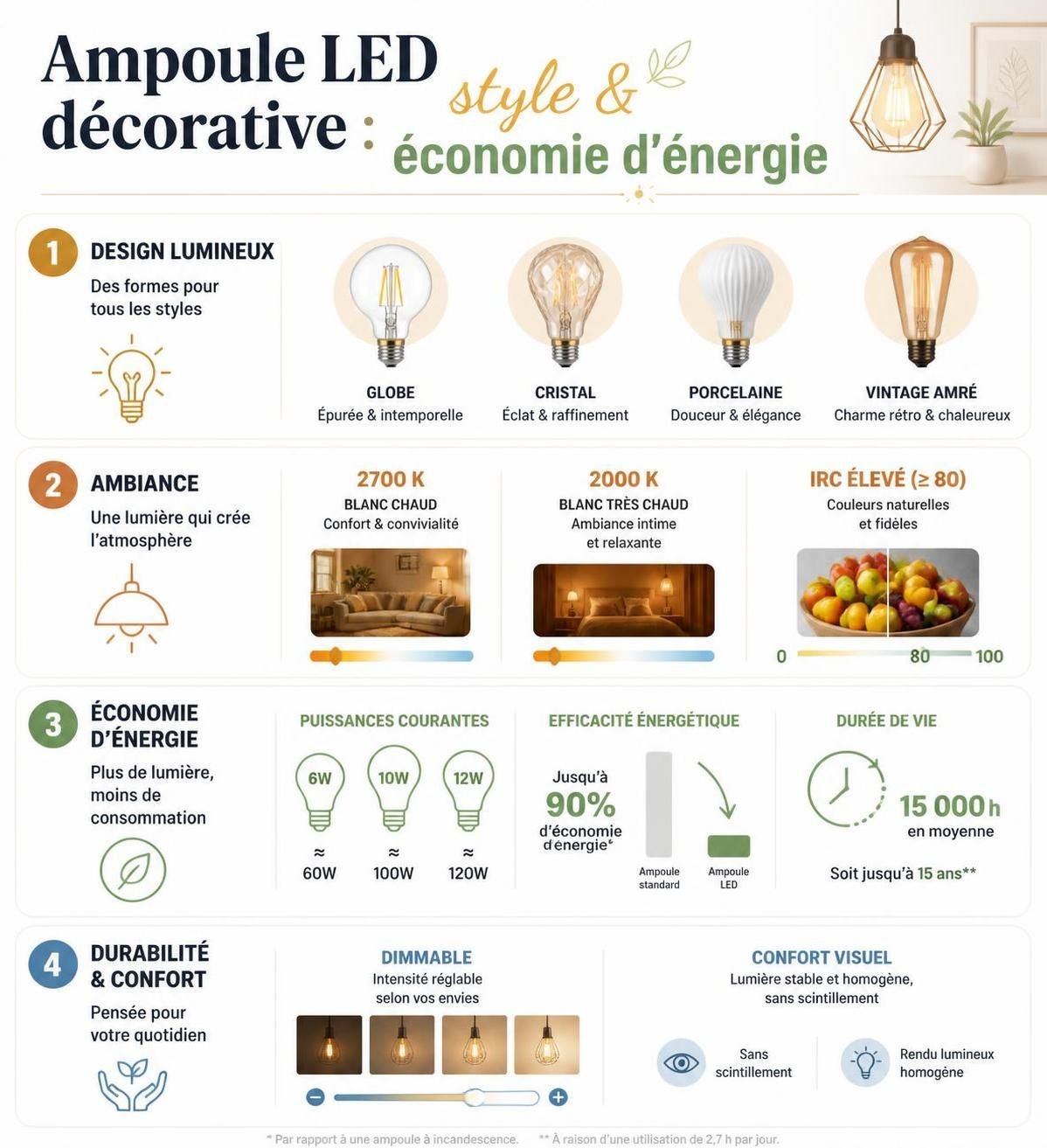 découvrez nos ampoules led décoratives pour illuminer votre intérieur avec élégance tout en réalisant des économies d'énergie. style et lumière parfaite garantis !