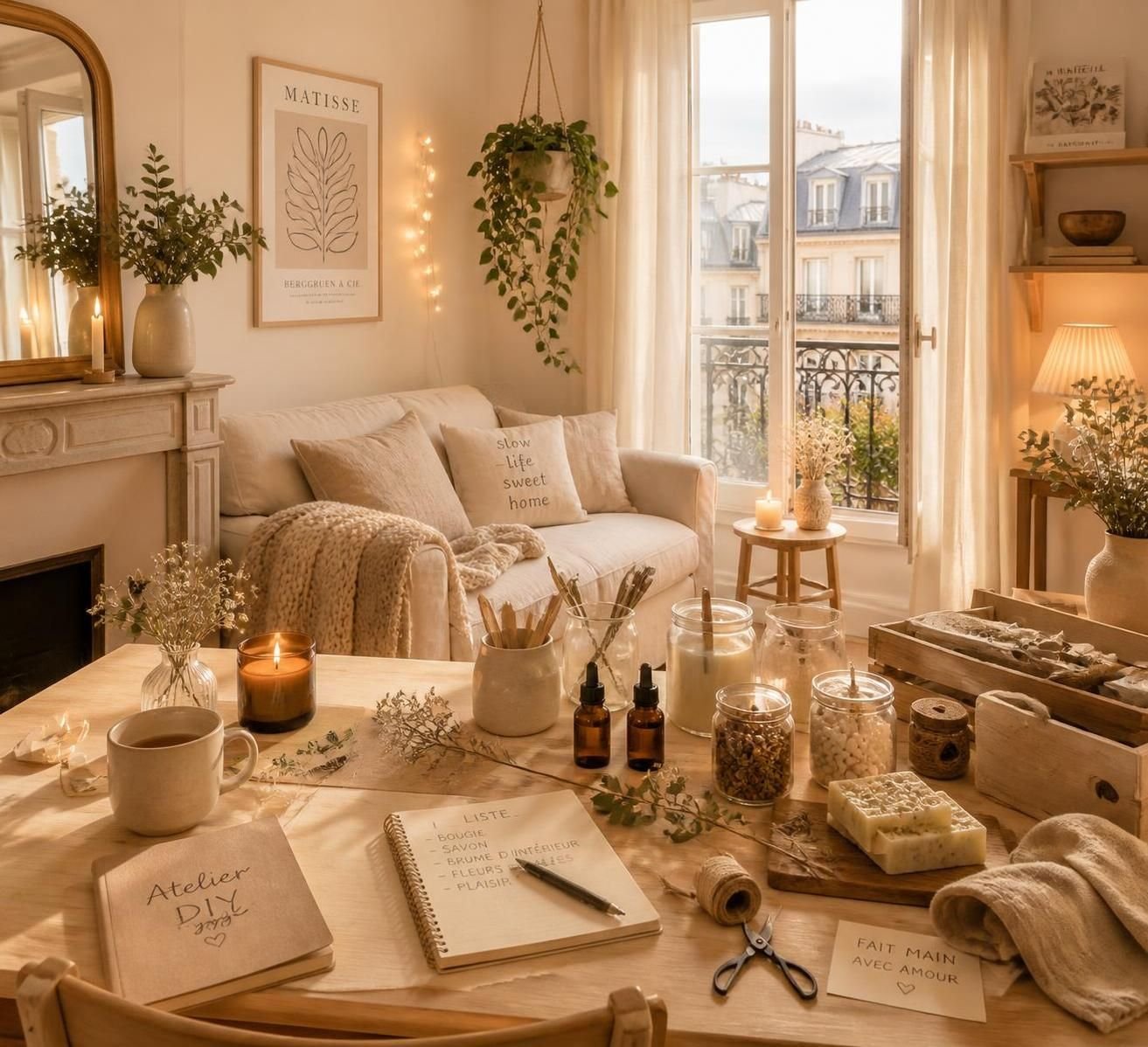 participez à notre atelier décoration intérieur hygge à la maison pour apprendre à créer un cocon chaleureux et apaisant, alliant confort et élégance scandinave.