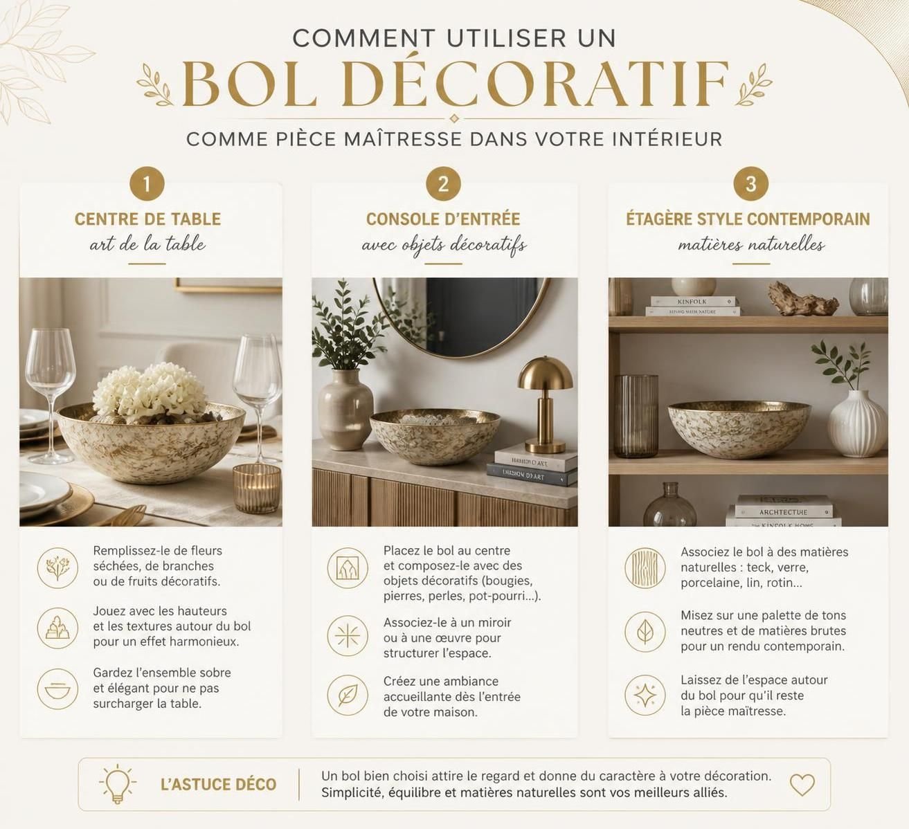 découvrez comment un bol décoratif peut sublimer votre intérieur avec élégance, apportant une touche raffinée et harmonieuse à votre décoration.