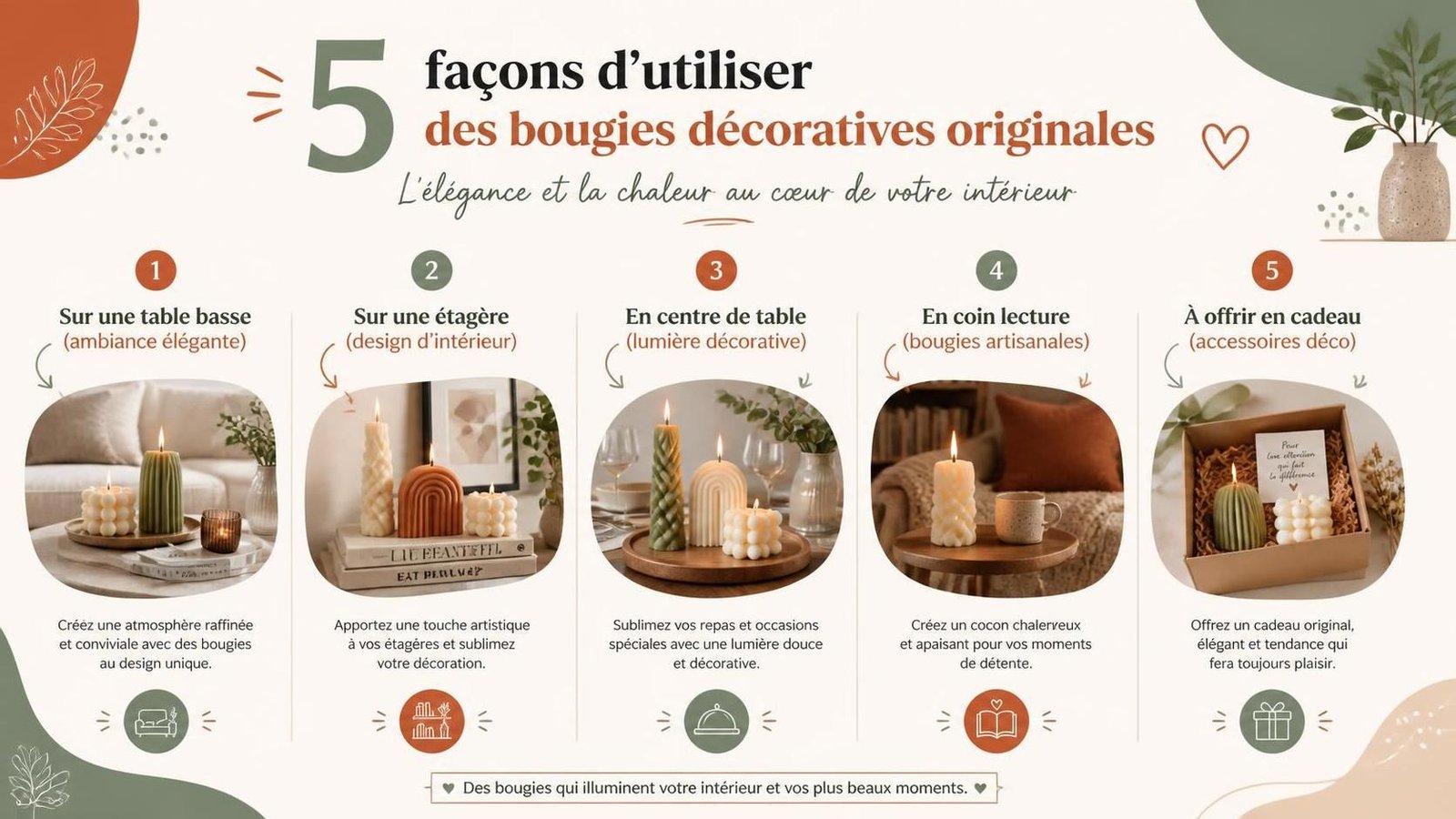 découvrez nos bougies décoratives originales qui apportent une touche d'élégance et de charme à votre intérieur. sublimez votre décor avec des créations uniques et raffinées.