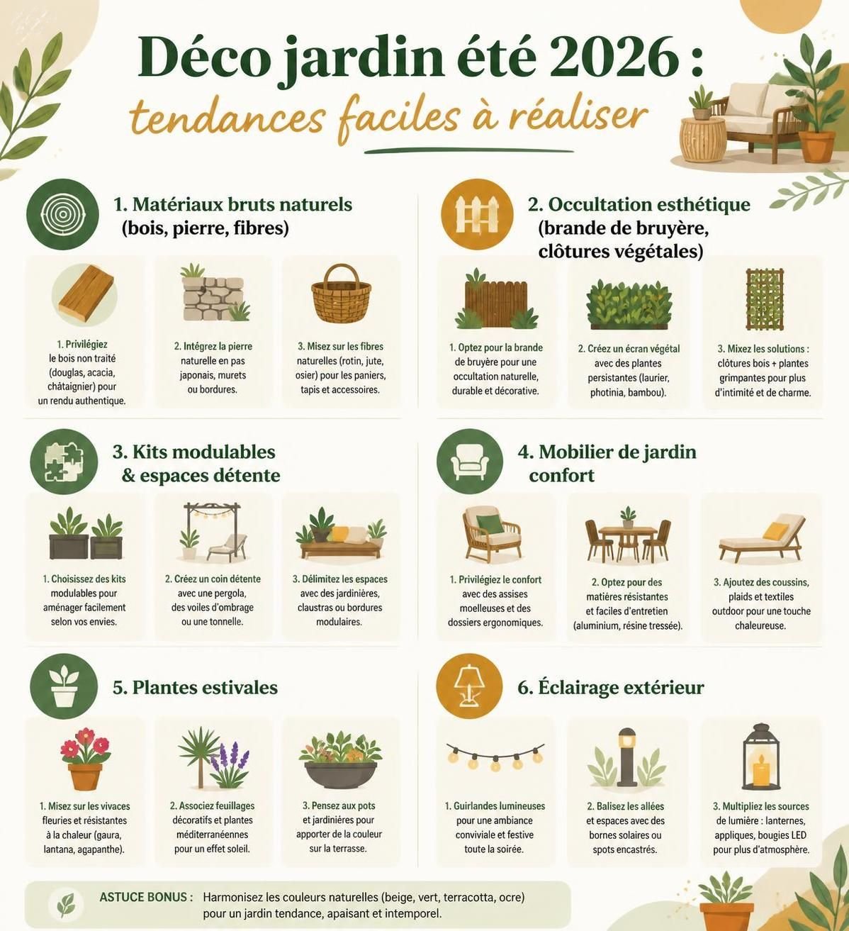 découvrez des idées tendances et faciles à réaliser pour décorer votre jardin et créer un été 2026 inoubliable. transformez votre espace extérieur en un véritable havre de paix et de convivialité.