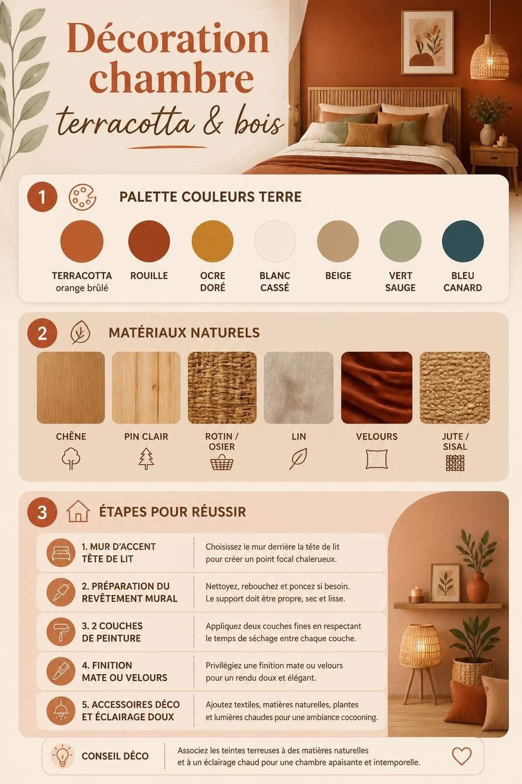 découvrez comment la décoration chambre terracotta peut transformer votre intérieur en un espace chaleureux et stylé, alliant douceur et élégance pour une ambiance accueillante.