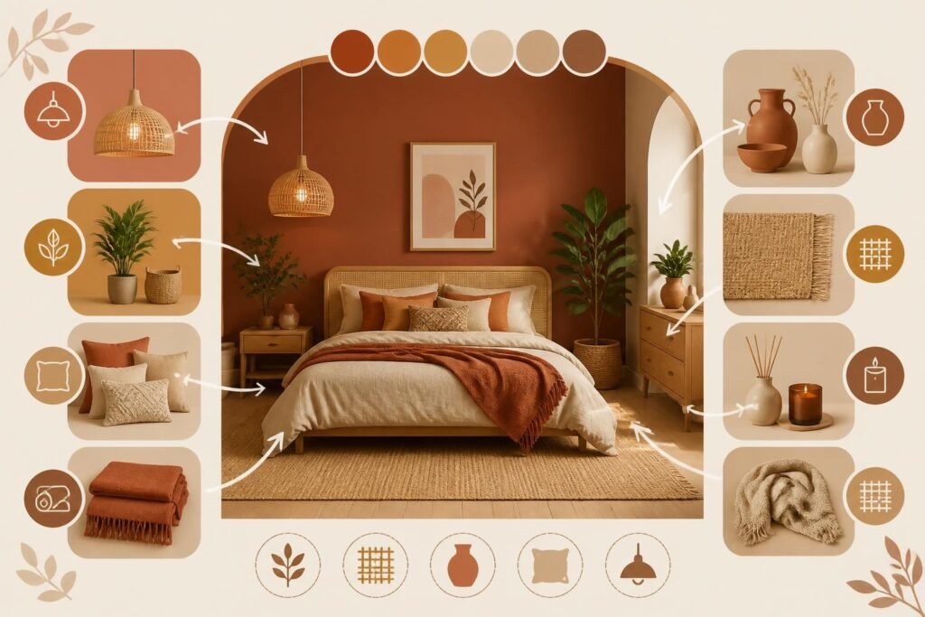 découvrez des astuces déco pour une chambre terracotta chaleureuse et stylée. transformez votre intérieur avec des nuances naturelles et une ambiance cosy.