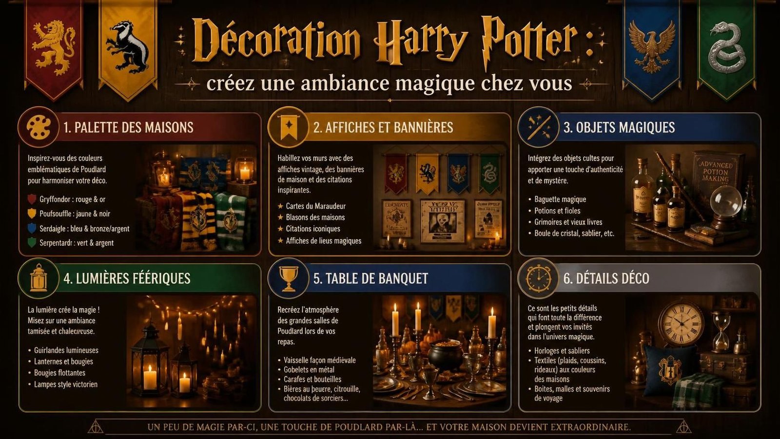 découvrez nos idées de décoration harry potter pour transformer votre intérieur en un univers magique et enchanteur. astuces et accessoires incontournables pour les fans.