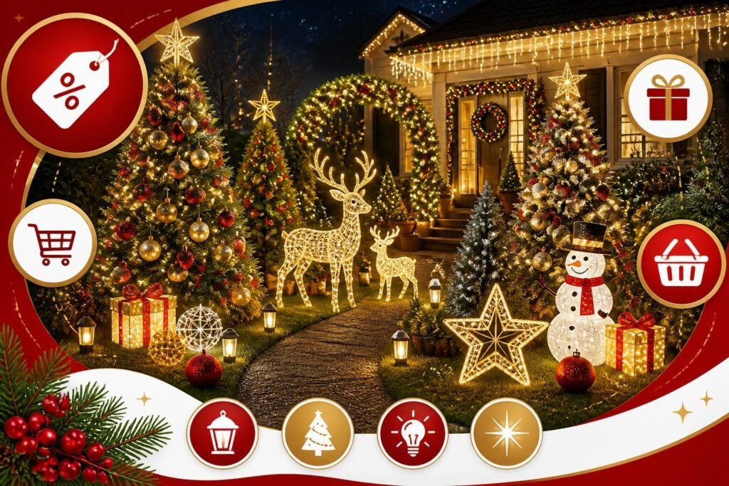 découvrez notre déstockage exceptionnel de décorations de noël pour l'extérieur et illuminez votre jardin avec des offres imbattables pour un noël féerique.