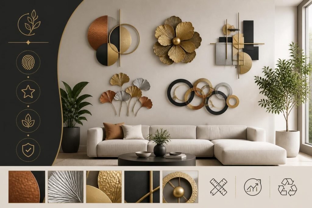 apportez une touche moderne et élégante à votre intérieur avec nos œuvres métalliques uniques et tendance, parfaites pour décorer vos murs avec style.