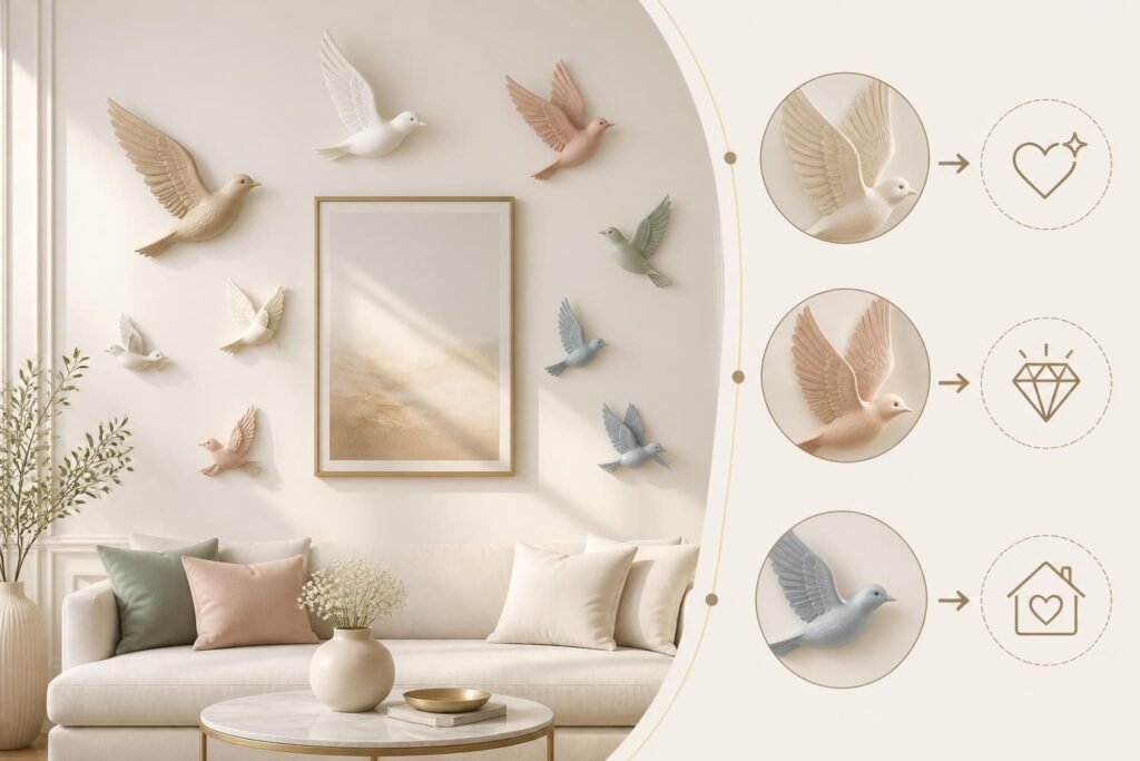 apportez charme et élégance à votre intérieur avec nos oiseaux muraux décoratifs. une touche nature et raffinée pour sublimer vos murs.