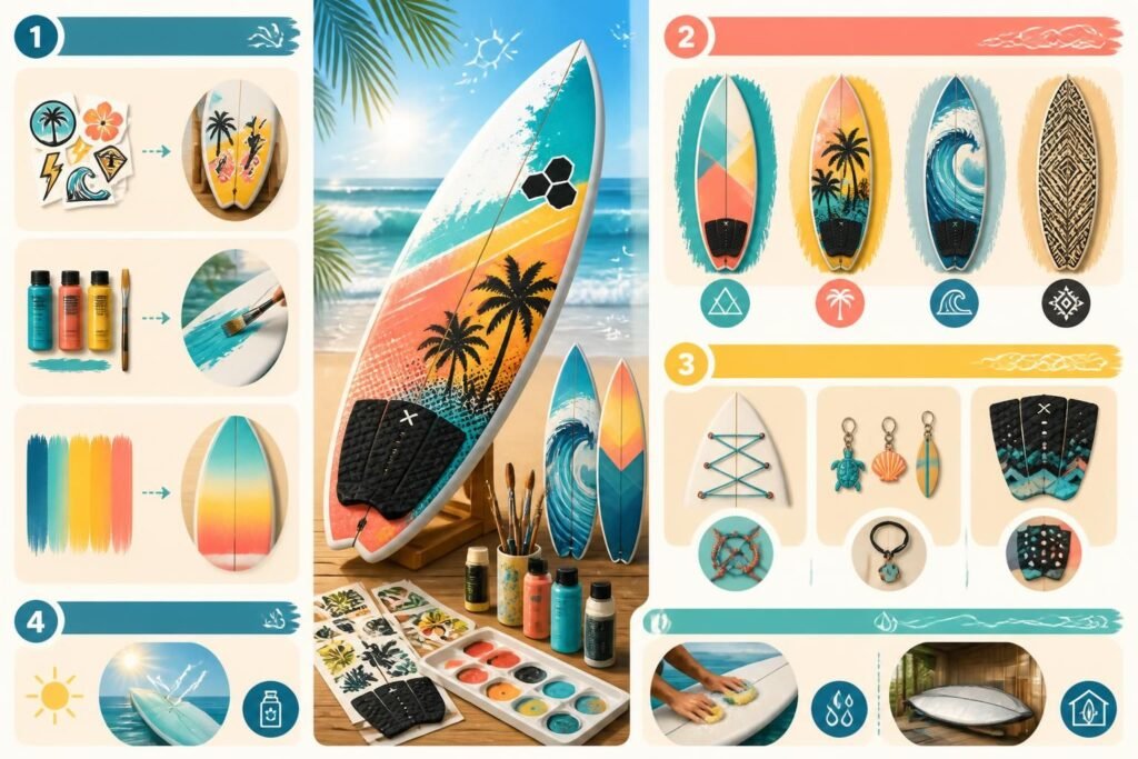 découvrez nos astuces et idées créatives pour décorer votre planche de surf et lui donner un style unique qui reflète votre personnalité.