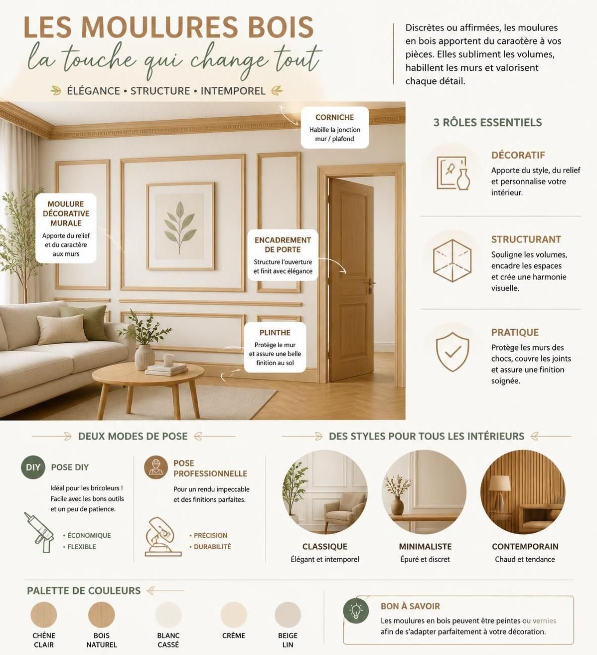 découvrez nos moulures bois décoratives pour sublimer votre intérieur avec élégance et apporter une touche chaleureuse et raffinée à votre décoration.