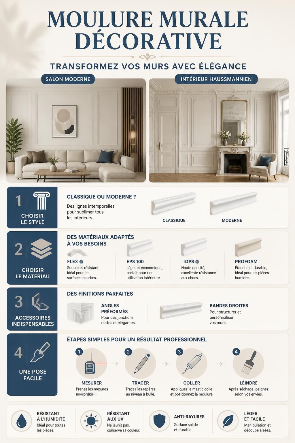 découvrez nos moulures murales décoratives pour transformer vos murs avec élégance et apporter une touche raffinée à votre intérieur.