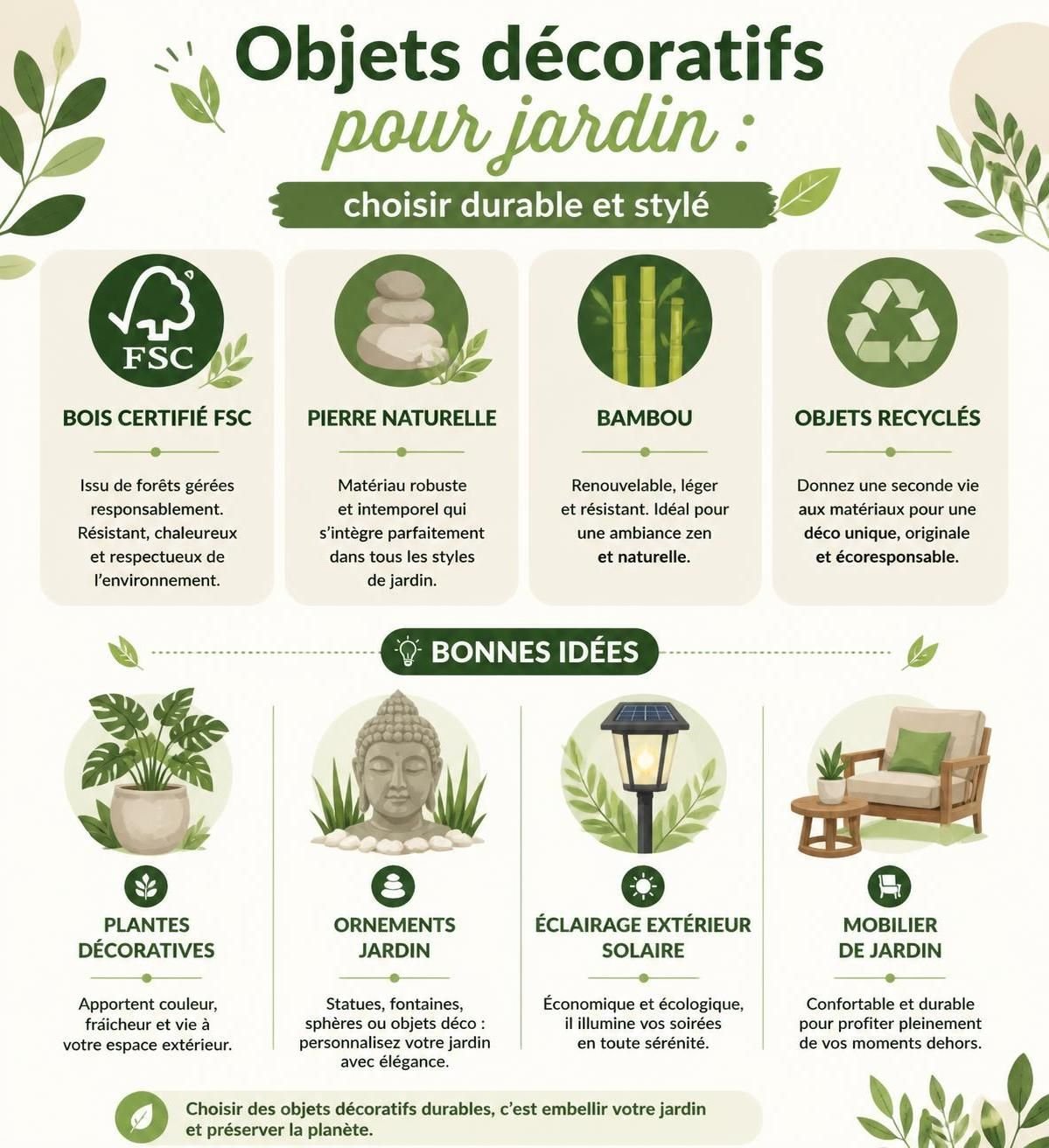 découvrez notre sélection d'objets décoratifs pour jardin et transformez votre espace extérieur en un lieu harmonieux et élégant en toute simplicité.