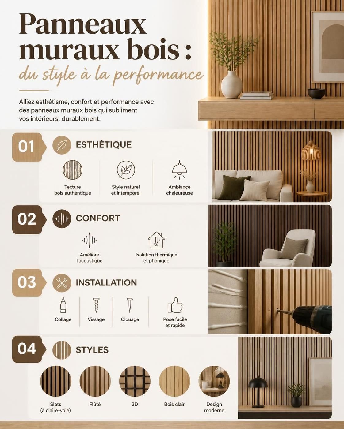 découvrez nos panneaux muraux en bois décoratifs pour sublimer votre intérieur avec élégance et style naturel. faciles à installer, ils apportent chaleur et raffinement à toutes vos pièces.