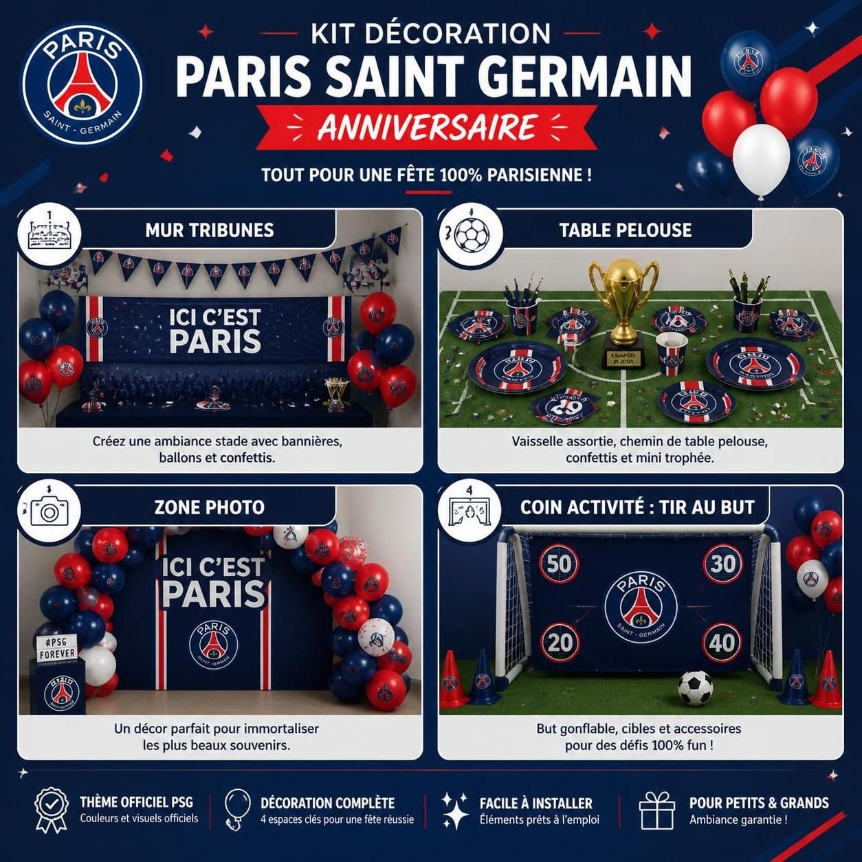 découvrez des idées originales et chic pour une décoration d'anniversaire sur le thème paris saint germain, idéale pour célébrer avec style et passion.