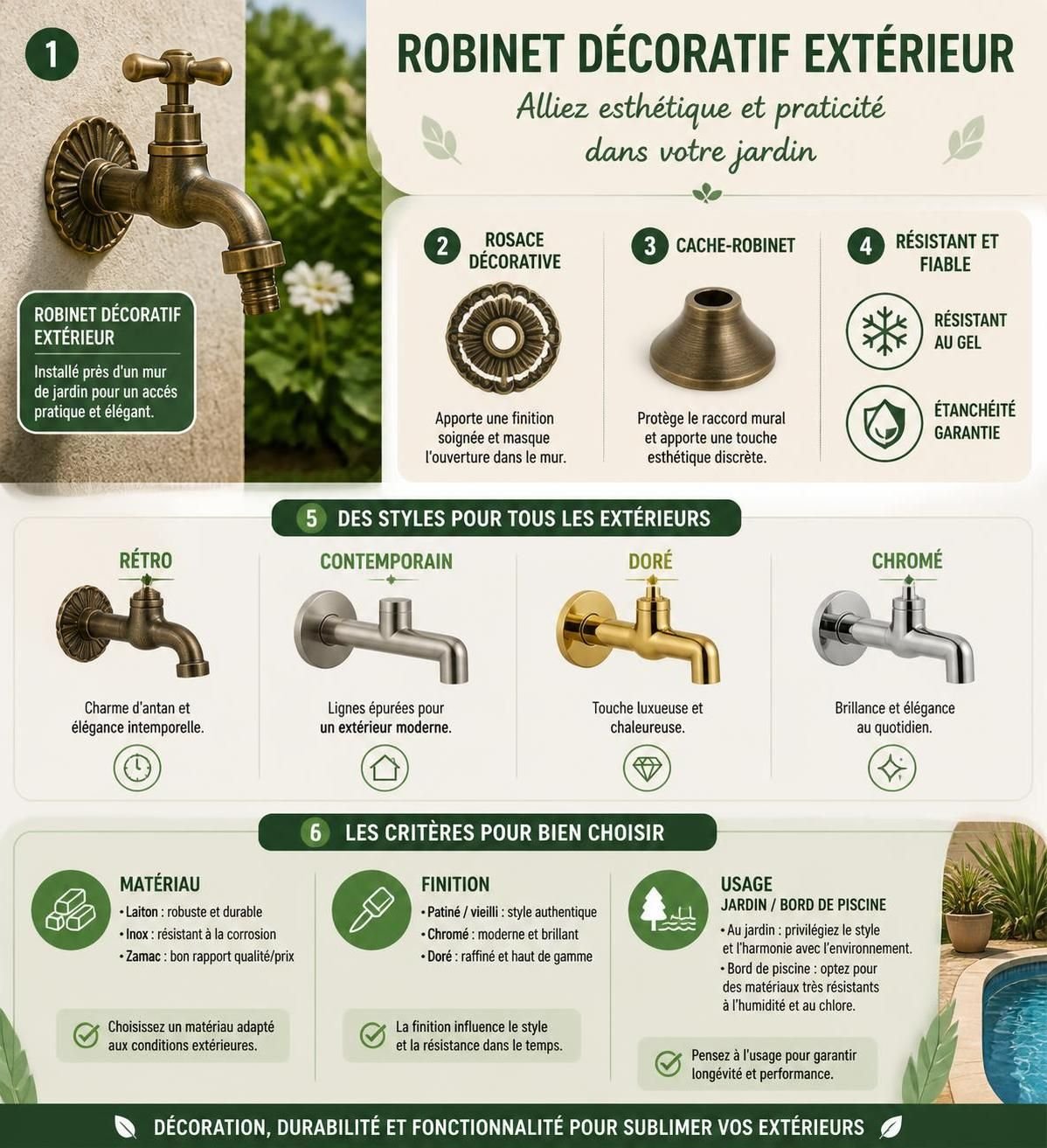 découvrez notre robinet décoratif extérieur, l'accessoire parfait pour embellir votre jardin avec élégance et style tout en restant fonctionnel.