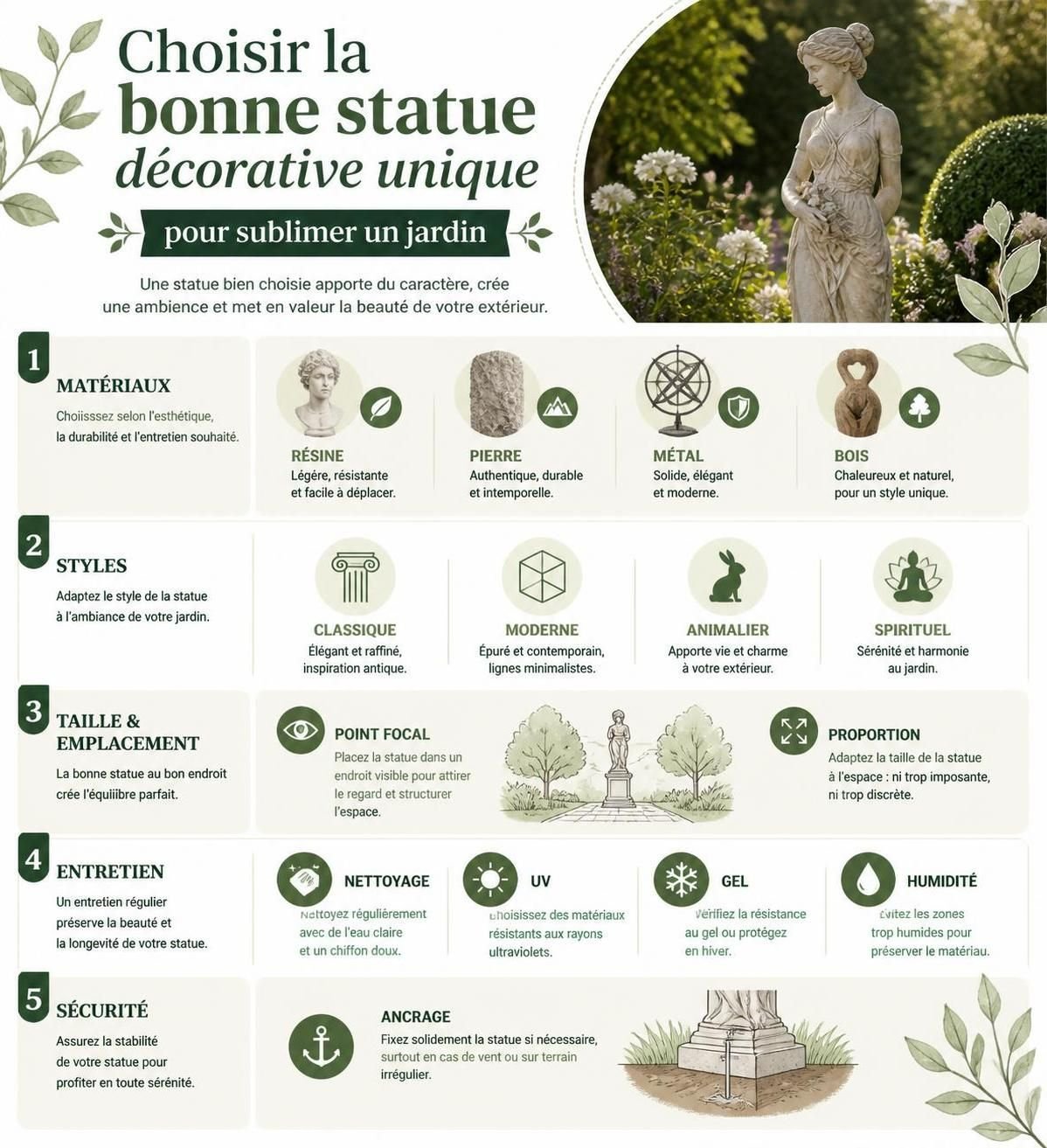 découvrez comment sublimer votre jardin grâce à une statue décorative unique qui apporte charme et élégance à votre espace extérieur.