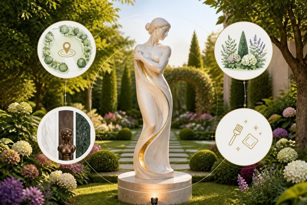 découvrez comment sublimer votre jardin grâce à une statue décorative unique qui apporte charme et originalité à votre espace extérieur.