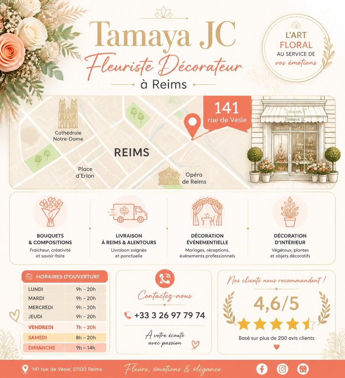 tamaya jc fleuriste décorateur : apportez une touche d'élégance et de finesse à vos événements grâce à des compositions florales uniques et raffinées.